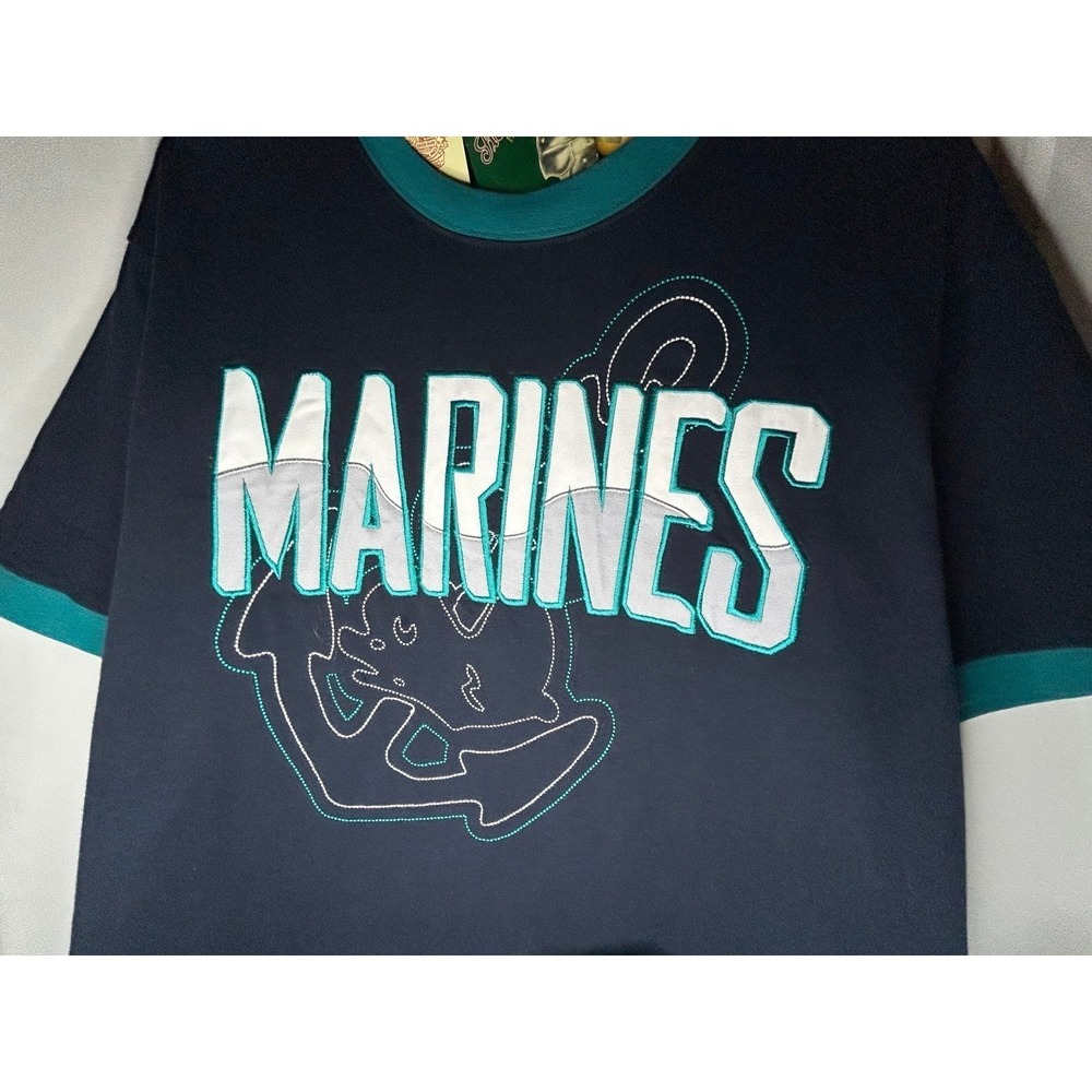 Vintage 90's Y2k Marines Anchor Logo Embroidery Stall & Dean Ringer‎ T-Shirt NEW